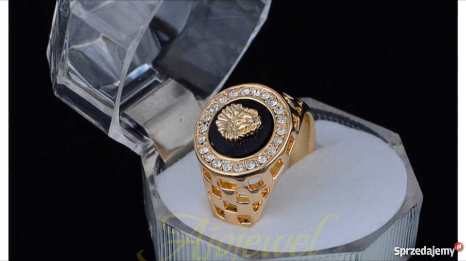 pierścionek styl Versace 18k cyrkonie Wrocław sprzedam