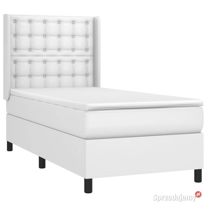 Łóżko kontynentalne z materacem i LED biała 128cm