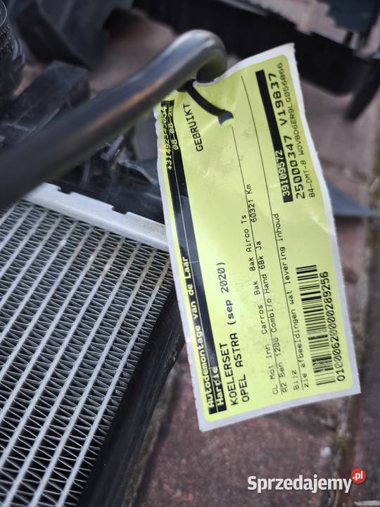 Zestaw chłodniczy Opel Astra K 12 Turbo Benzyna Rok produkcji 2021 świętokrzyskie Chańcza sprzedam