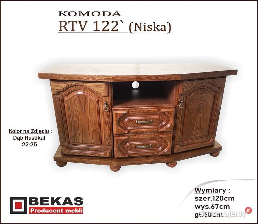 Śliczna Komoda Rtv 122 Teak 23 50 Dąb Bekas Toruń