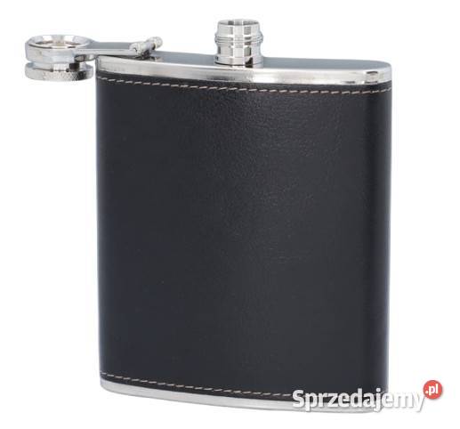 Piersiówka ze Stali Nierdzewnej Czarna EkoSkóra śląskie