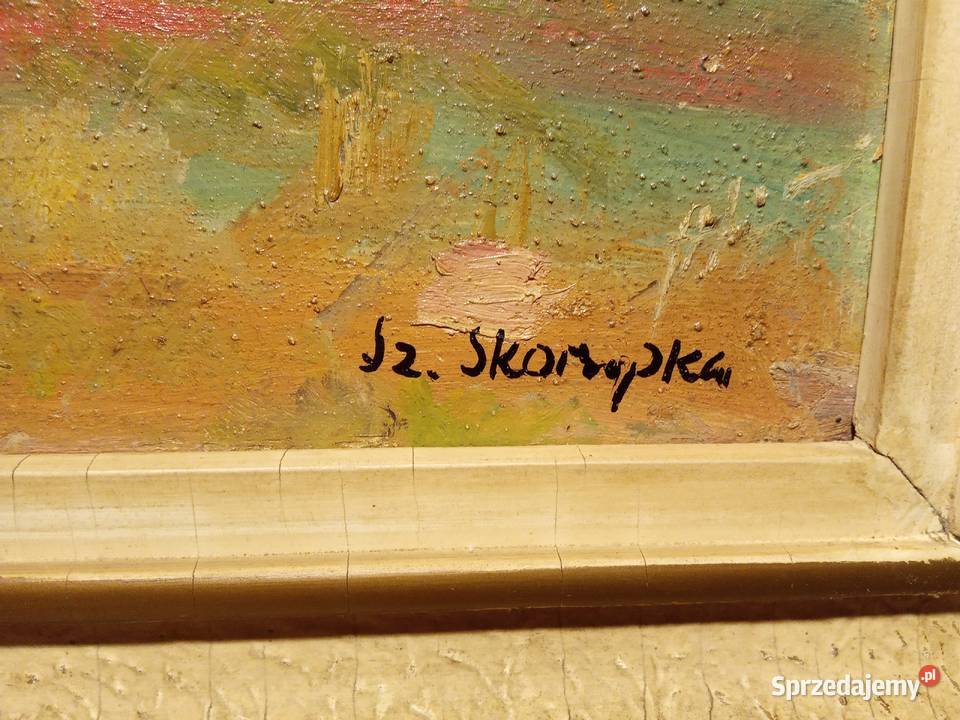Stary obraz olejny Drzewo Szczepan Skorupko małopolskie Kraków