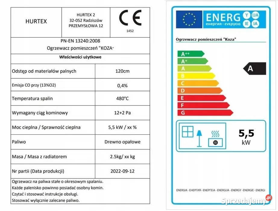 PIEC PIECYK KOZA SZAMOTOWY ZEUS ATEST 9 CEGIEŁ Skawina