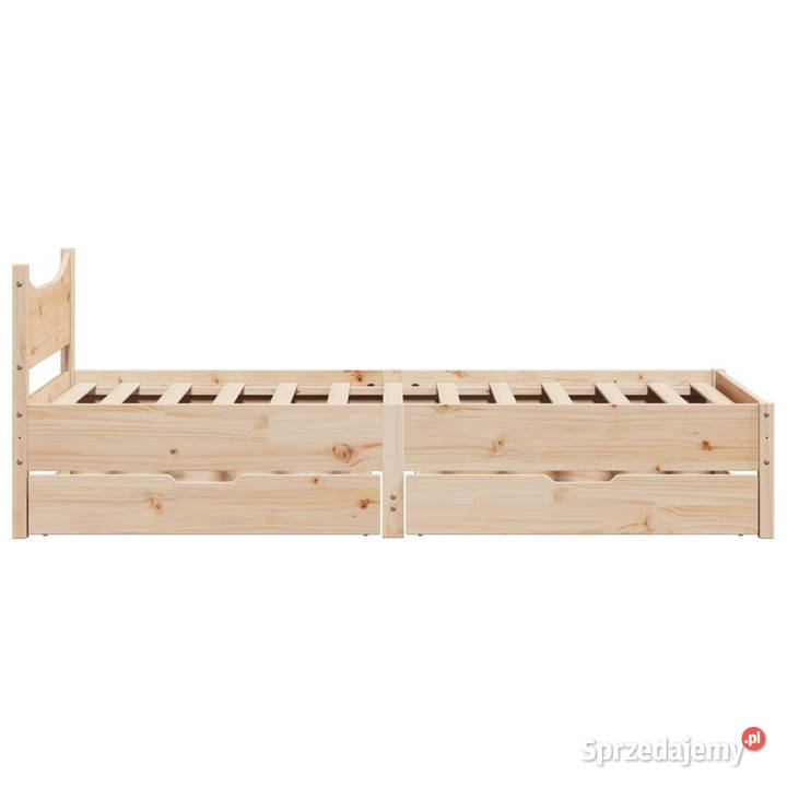 Rama łóżka z szufladami lite drewno sosnowe 74cm