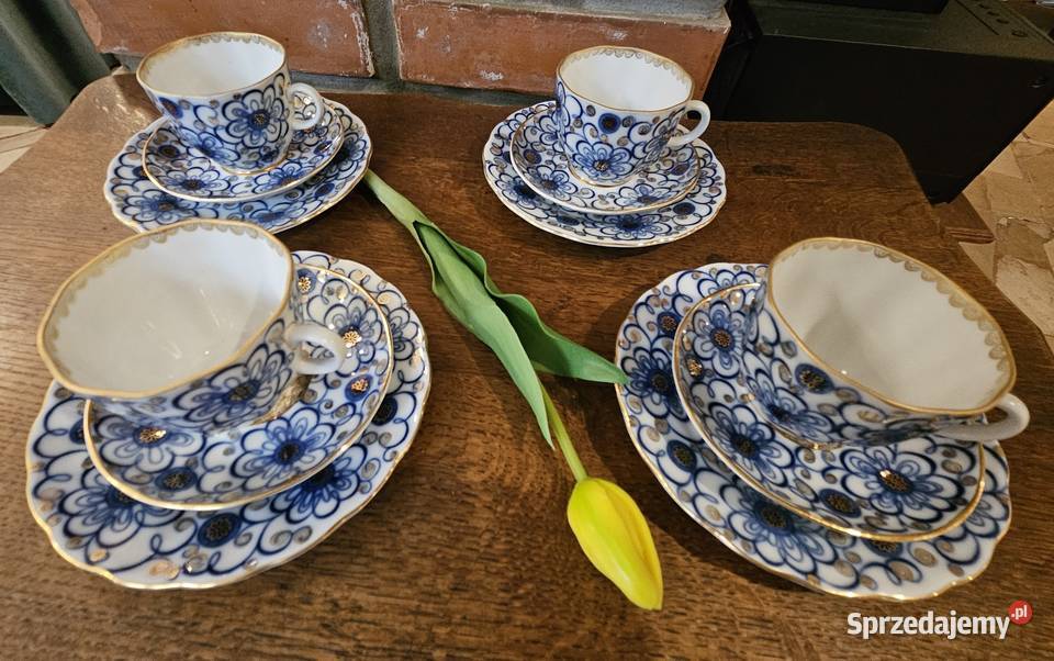 Łomonosow 4 filiżanki do kawy model Powój