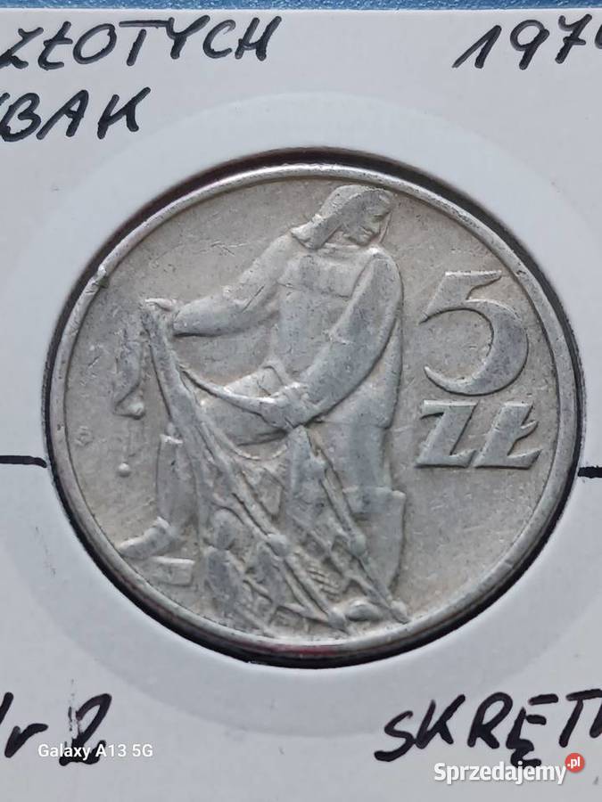 5 Złotych Rybak 1974 r 2 Skrętka piękny stan Numizmatyka sprzedam