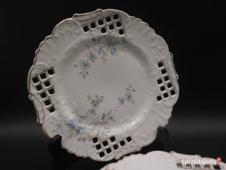 Talerzyki deserowe 3 zabytkowe ażurowe Raszków