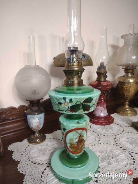 Antyk lampa naftowa LB ręcznie malowana Belgia Gniezno