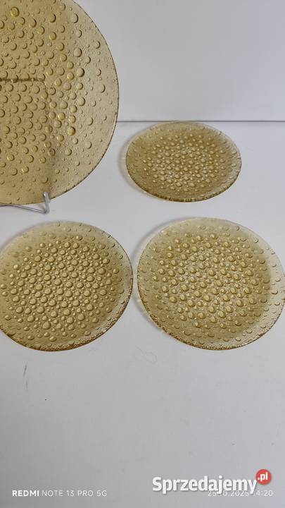 Talerze ASTEROID DROST Szkło Ząbkowice komplet dolnośląskie Wiązów