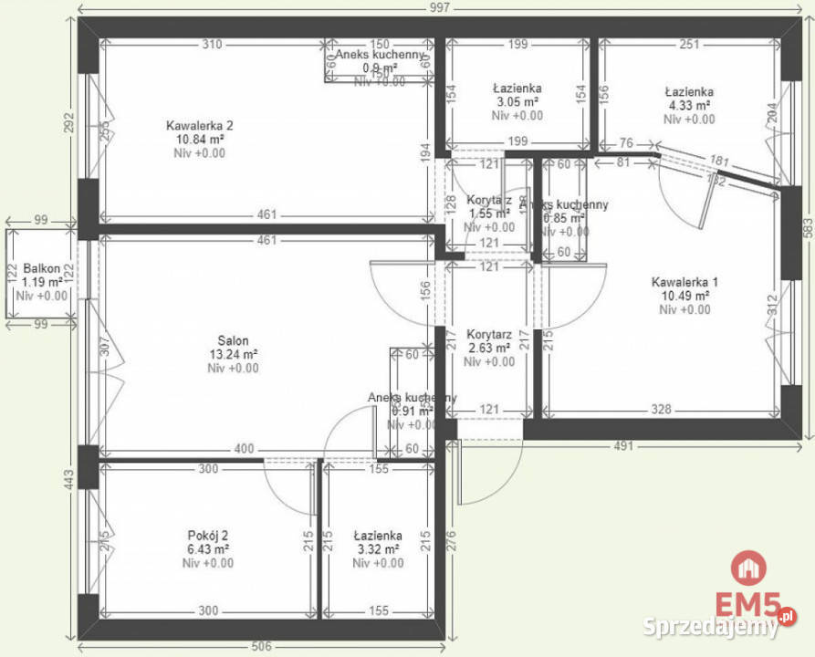 sprzedaży mieszkania Białystok 60m2 3 pok