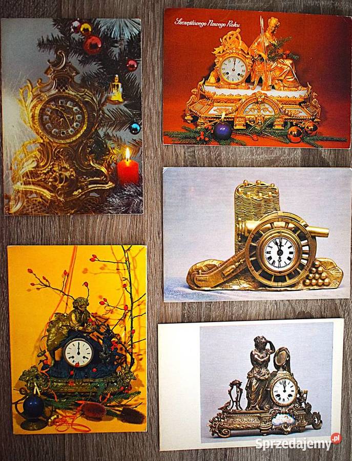 Pocztówki zegary na przestrzeni lat 43 sztuki Pocztówki i karty telefoniczne Chełmno sprzedam