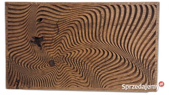 Płaskorzeźba w drewnie dębowym dekoracja na Malechowo