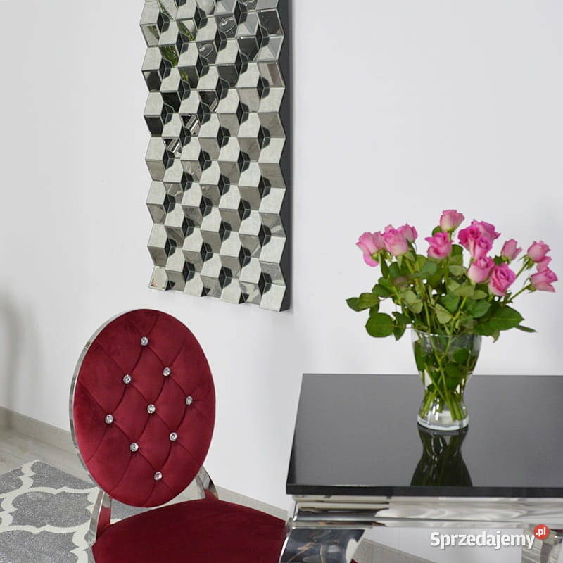 Kryształowe srebrne lustro glamour prostokątne Warszawa