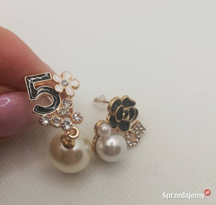kolczyki złote z perłą cyrkonie Warszawa