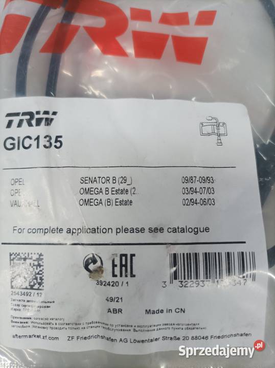 Czujnik zużycia klocków hamulcowych TRW GIC135 Toruń