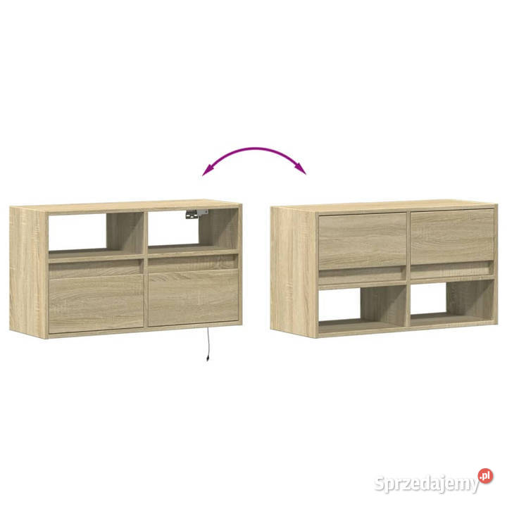 Ścienna szafka TV z LED dąb sonoma 80x31x45 Warszawa