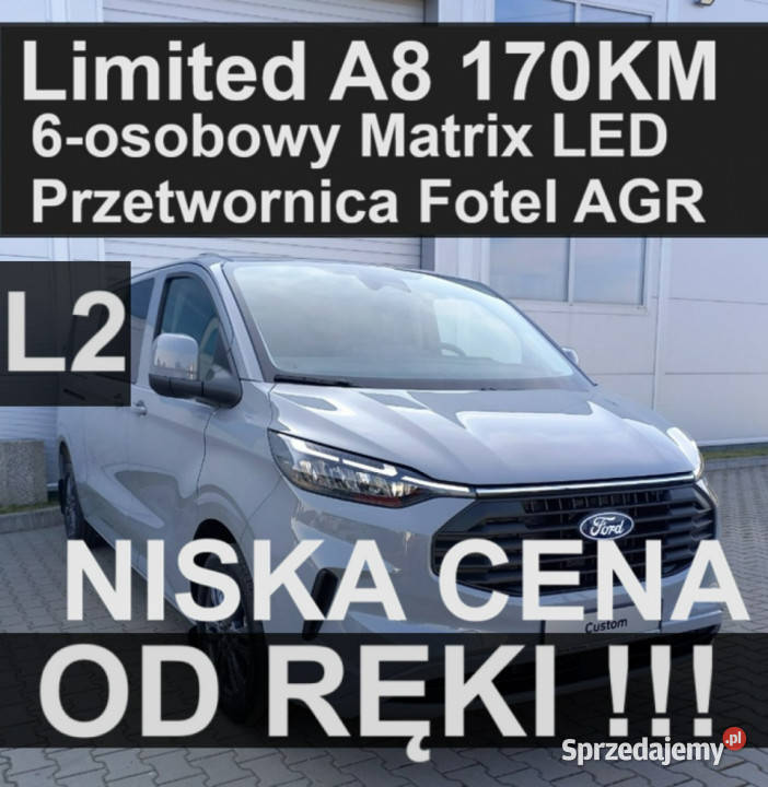 Ford Transit Custom L2 Limited A8 170 Kamera 360 centralny zamek Szczecinek sprzedam