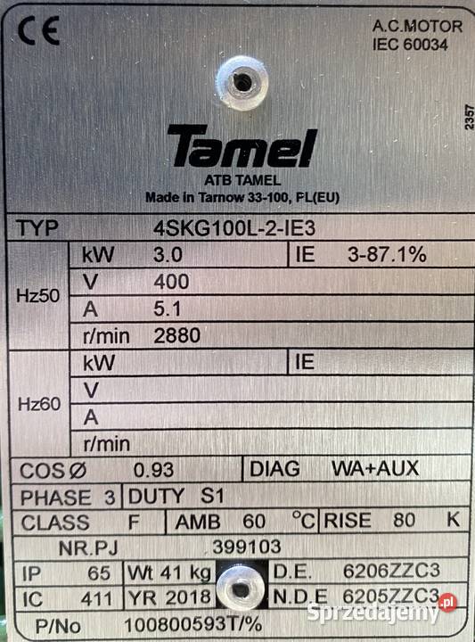 motoreduktor przekładnia 3kW 229obr kujawsko-pomorskie Pigża