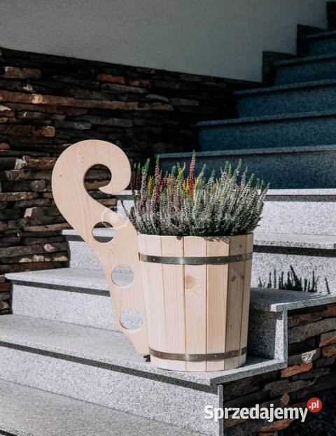 Góralski czerpak Duża drewniana doniczka Szaflary