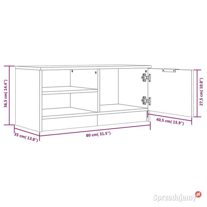 Szafka pod telewizor 2 przydymiony dąb 80x35x365 Warszawa