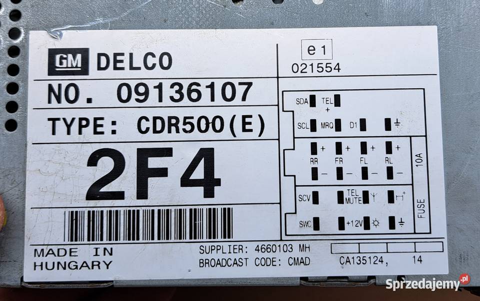 RADIO DELCO CDR500 KOD OPEL FRONTERA B ZAFIRA A Mielęcin
