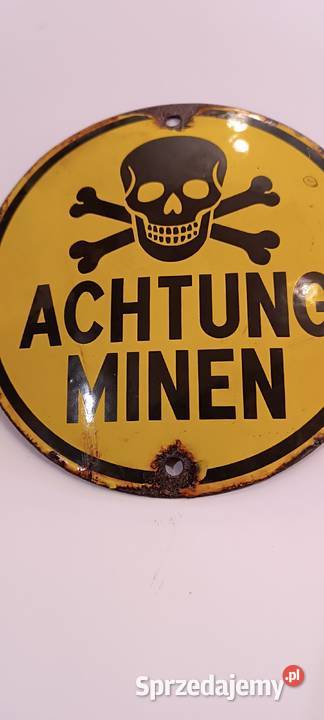 Tablica emaliowana Achtung Minen III Rzesza