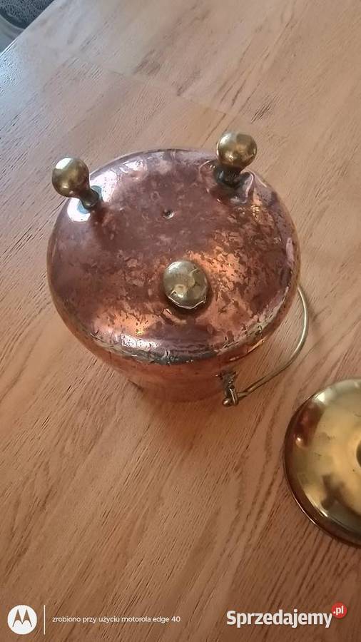Wiaderko dzbanek miedziano mosiężny Ciechanów
