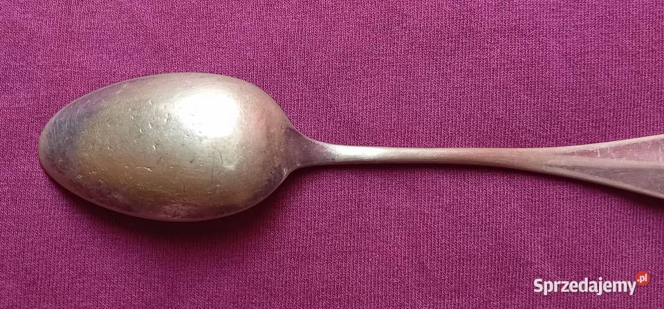Secesyjna pozłacana łyżka z medalionem przełom Antyki wielkopolskie Koźminek
