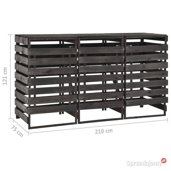 Osłona na 3 kosze na śmieci 210x75x121 malowana mazowieckie Warszawa