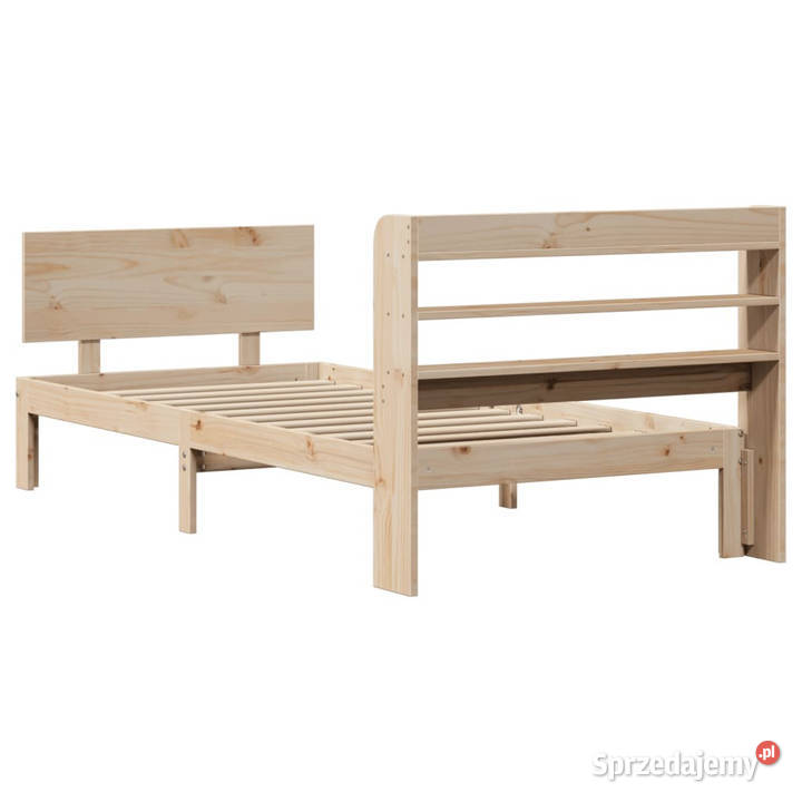 Rama łóżka z wezgłowiem biała lite drewno 85cm