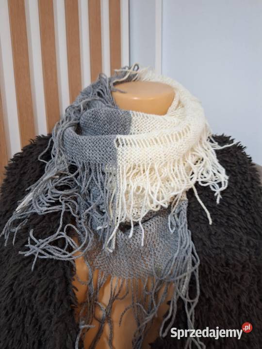 Szalo komin biało szary Dla kobiet Braniewo