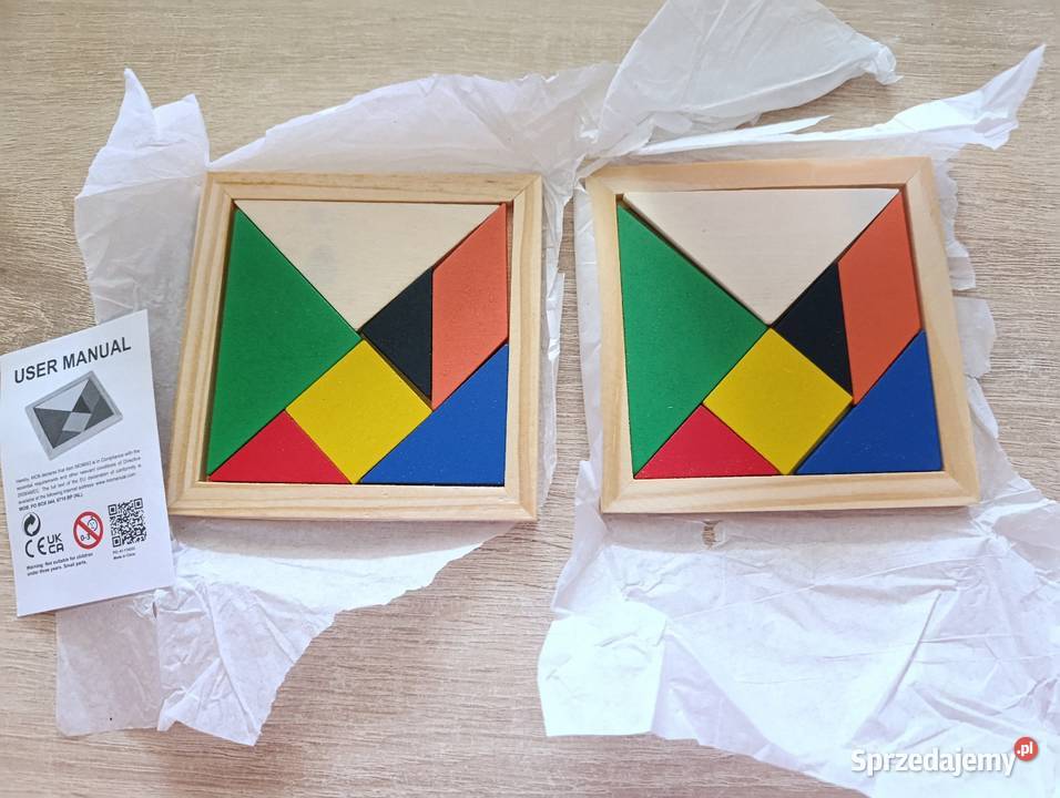 Drewniane puzzle Tangram 2 sztuki Kwidzyn sprzedam