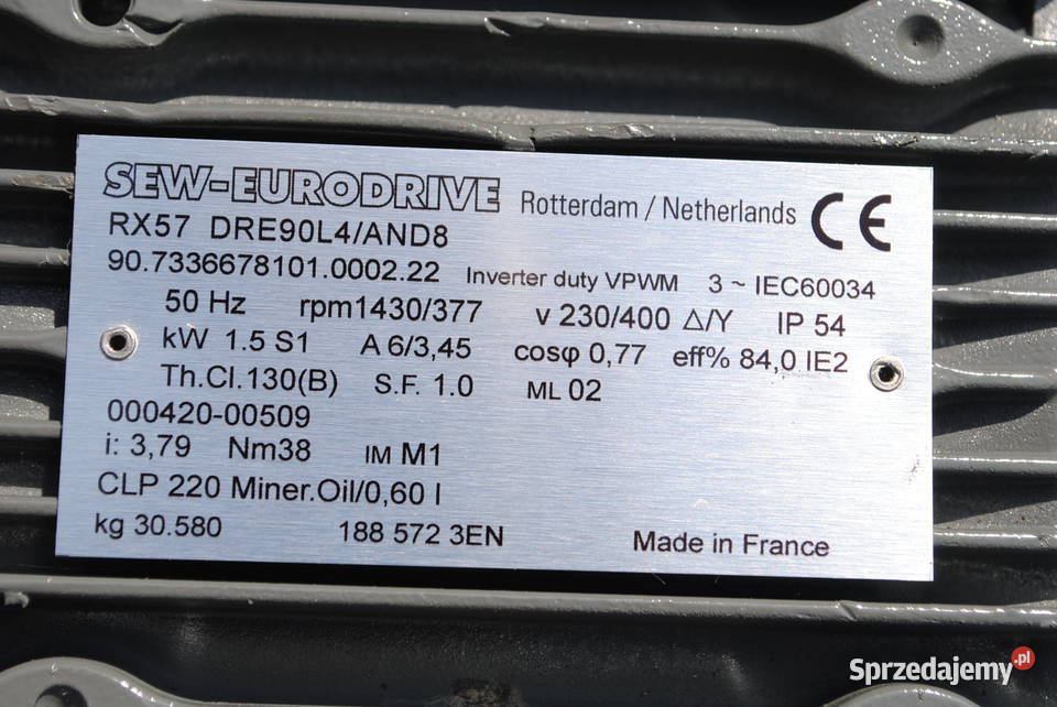 Motoreduktor 15kw 377obrmin Firmy SEW Kargowa