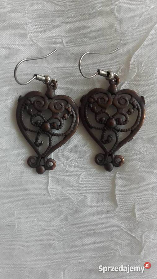 MIEDZIANE KOLCZYKI W KSZTAŁCIE SERCA wielkopolskie Piła sprzedam
