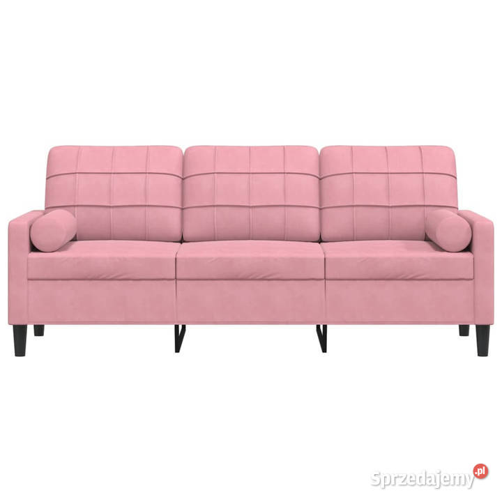 3osobowa sofa z poduszkami różowa 180 aksamit Warszawa