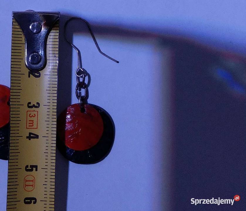 Czerwono czarne kolczyki masa perłowa wysyłka srebro Warszawa