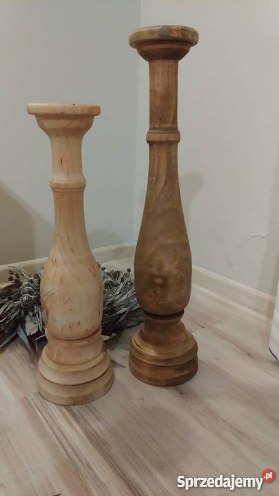 Świeczniki drewniane toczone rękodzieło toczenie