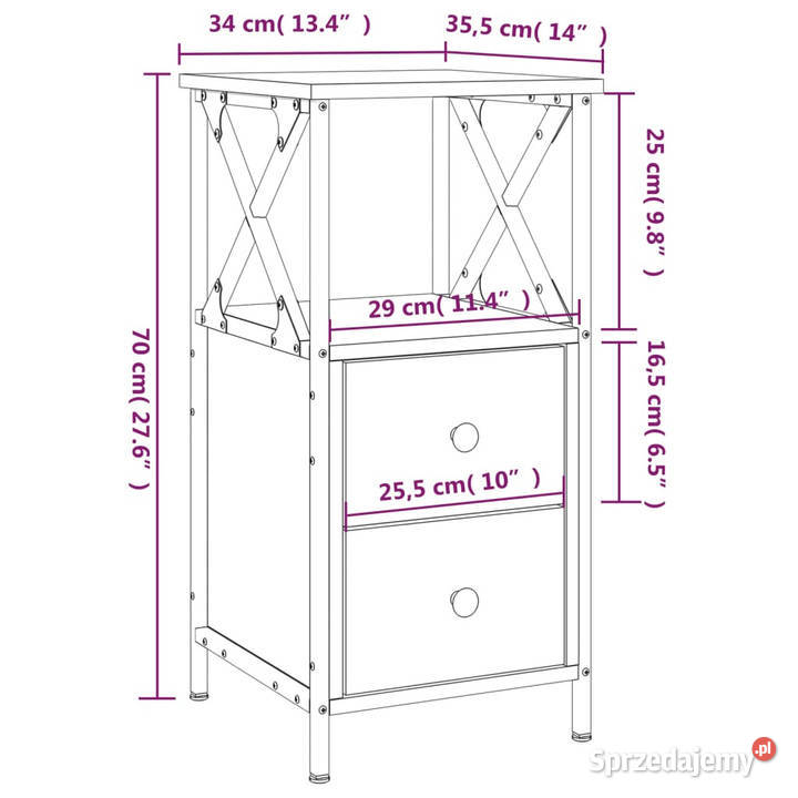 Szafka nocna czarna 34x355x70 materiał mazowieckie Warszawa
