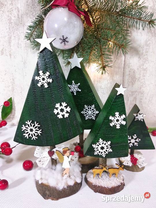 Choinki z drewna świąteczna dekoracja zielony Wrocław