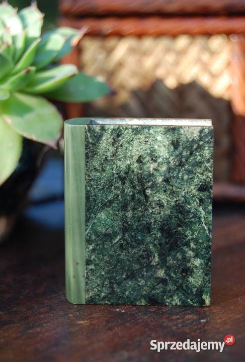 Księga Koran figurka vintage granit nefryt odcienie zieleni