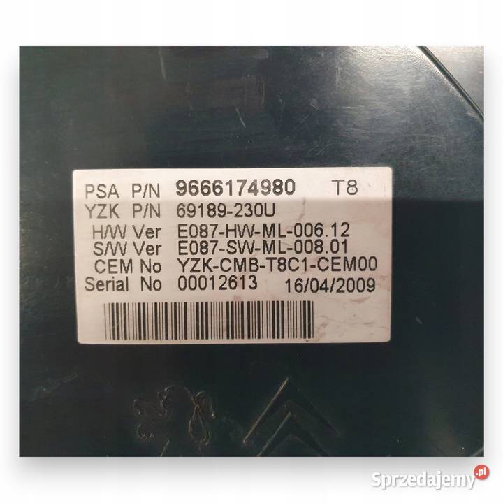 LICZNIK ZEGARY 9666174980 Peugeot 3008 I 16 20 osobowe lubelskie Chełm