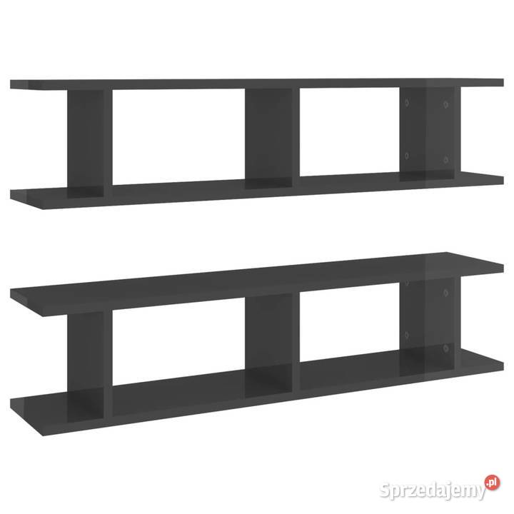 Półki ścienne 2 szare wysoki połysk 90x18x20 mazowieckie
