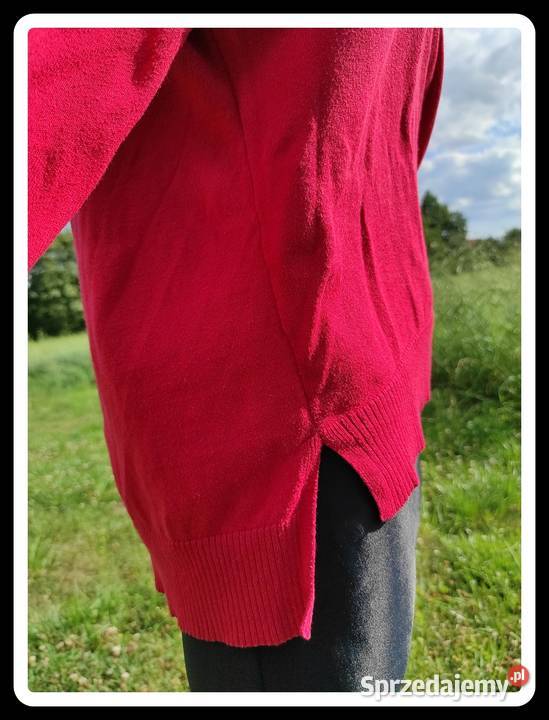 Czerwony sweter damski LCW Casual 40 L Bez wzoru mazowieckie
