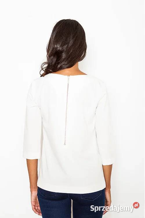 Biała bluzka prosta Figl S 36 zamek biel 3/4 Szczecin