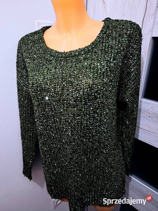 4446 Atmosphere Swetr cekinowy zielony sprzedam