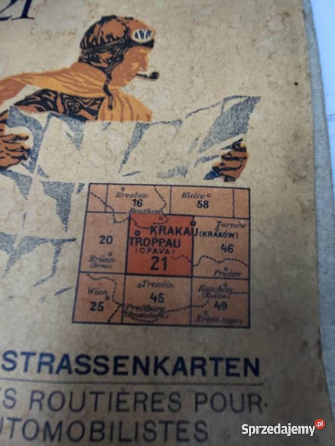 MAPA PAPIEROWA ANTYK VINTAGE 1918 MAPA NA Rybnik sprzedam
