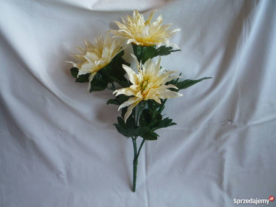 Chryzantema 3 Kremowy Sztuczny kwiat gałązka Szczecin