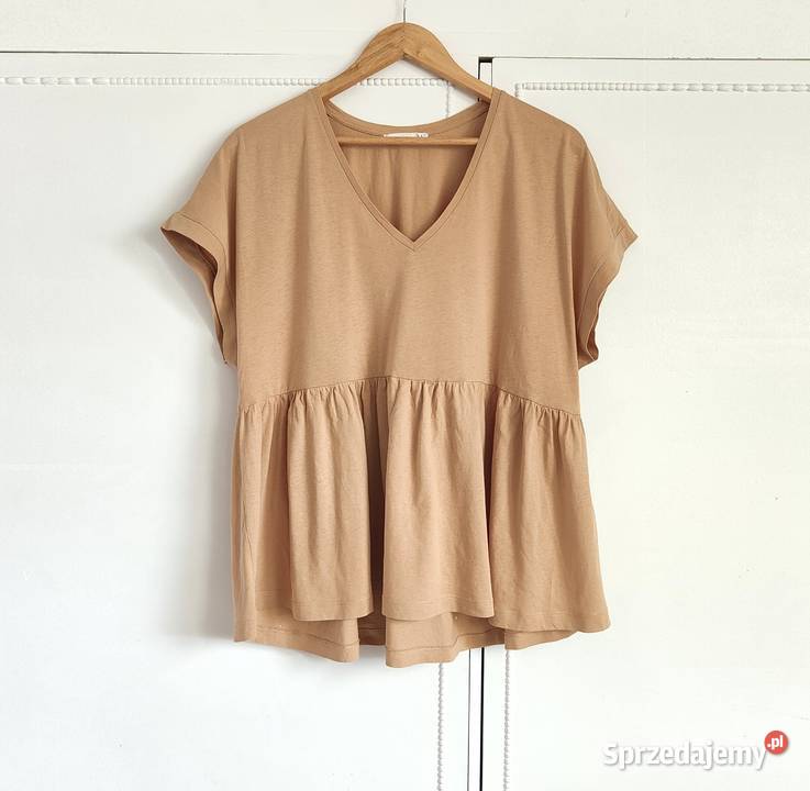 Karmelowa Mango koszulka babydoll vneck XL zachodniopomorskie Szczecin