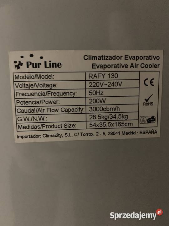 Klimatyzator wodny Pur Line Rafy 130