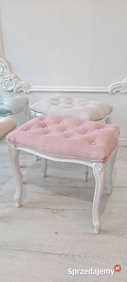 Stylowa pikowana pufa podnóżek Shabby Chic 44cm
